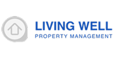 LIVING WELL PROPERTY MANAGEMENT logo write in big letters, blue font color